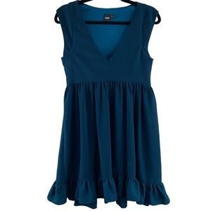 ASOS Blue-Green Teal Ruffle Hem Mini Dress